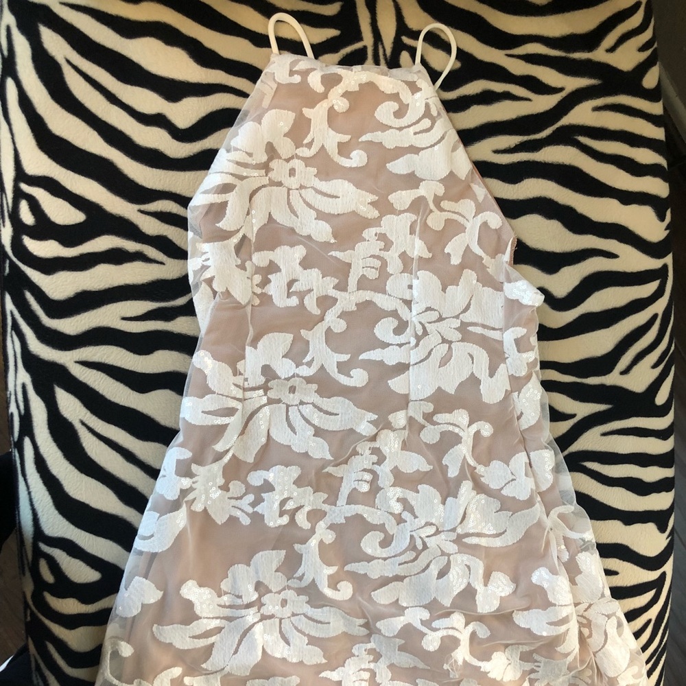 White halter mini dress